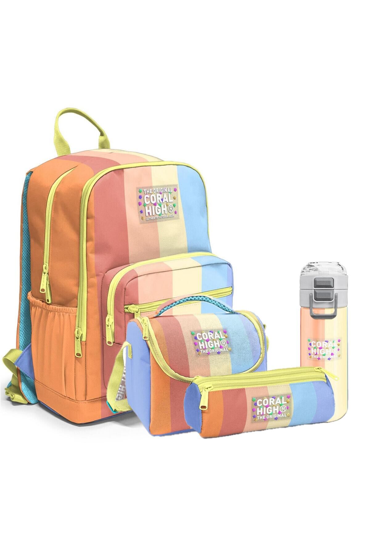 4'lü Okul Çanta Seti (Okul Çantası, Beslenme, Kalemlik, Matara)