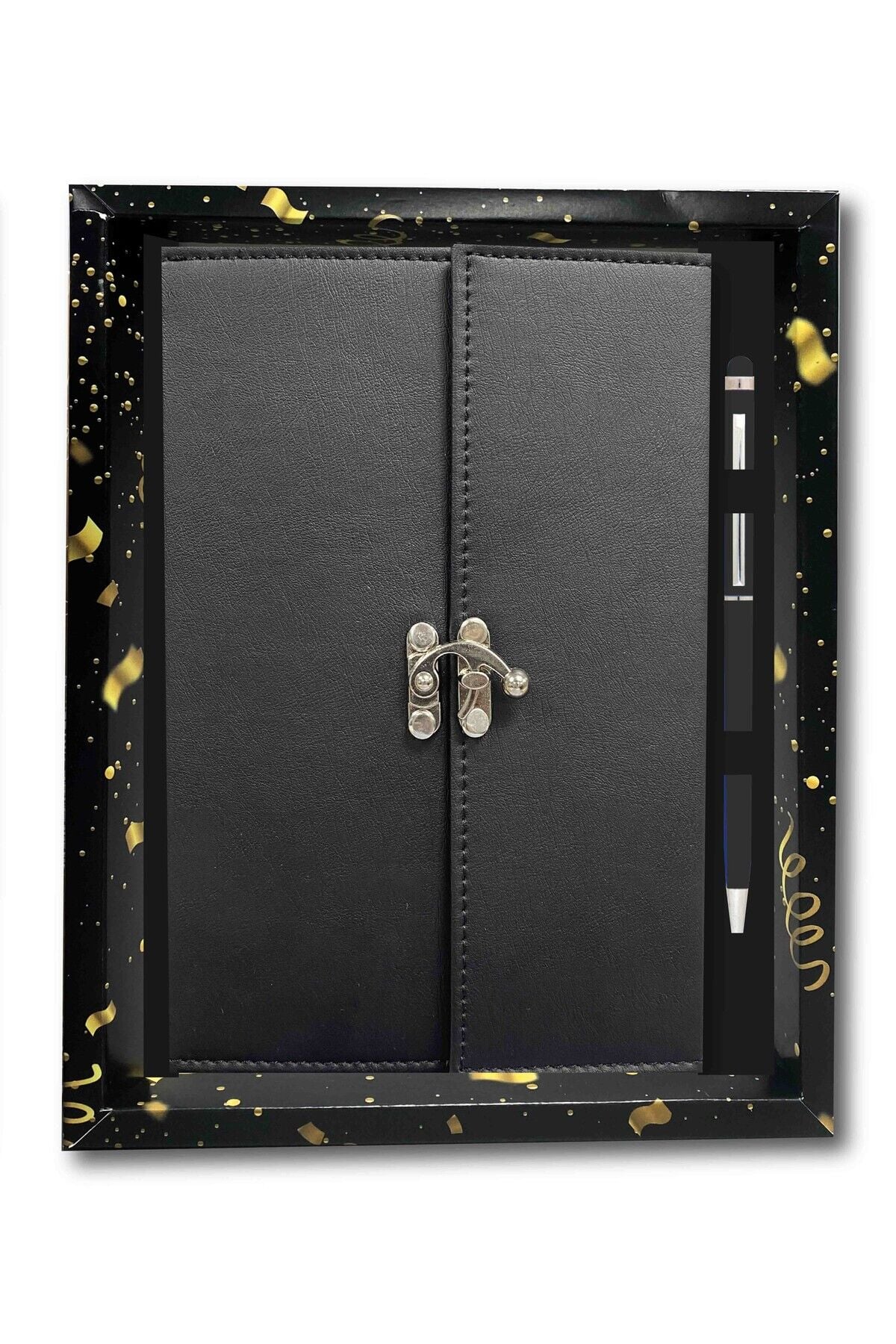 Atakids Lizy Vintage Deri Hediyelik, Vip Defter ve Kalem Seti Lacivert