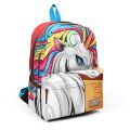 Coral High Hardal Kahverengi Unicorn Desenli Üç Bölmeli USB Şarjlı Kulaklık Çıkışlı Okul Sırt Çantası 23421