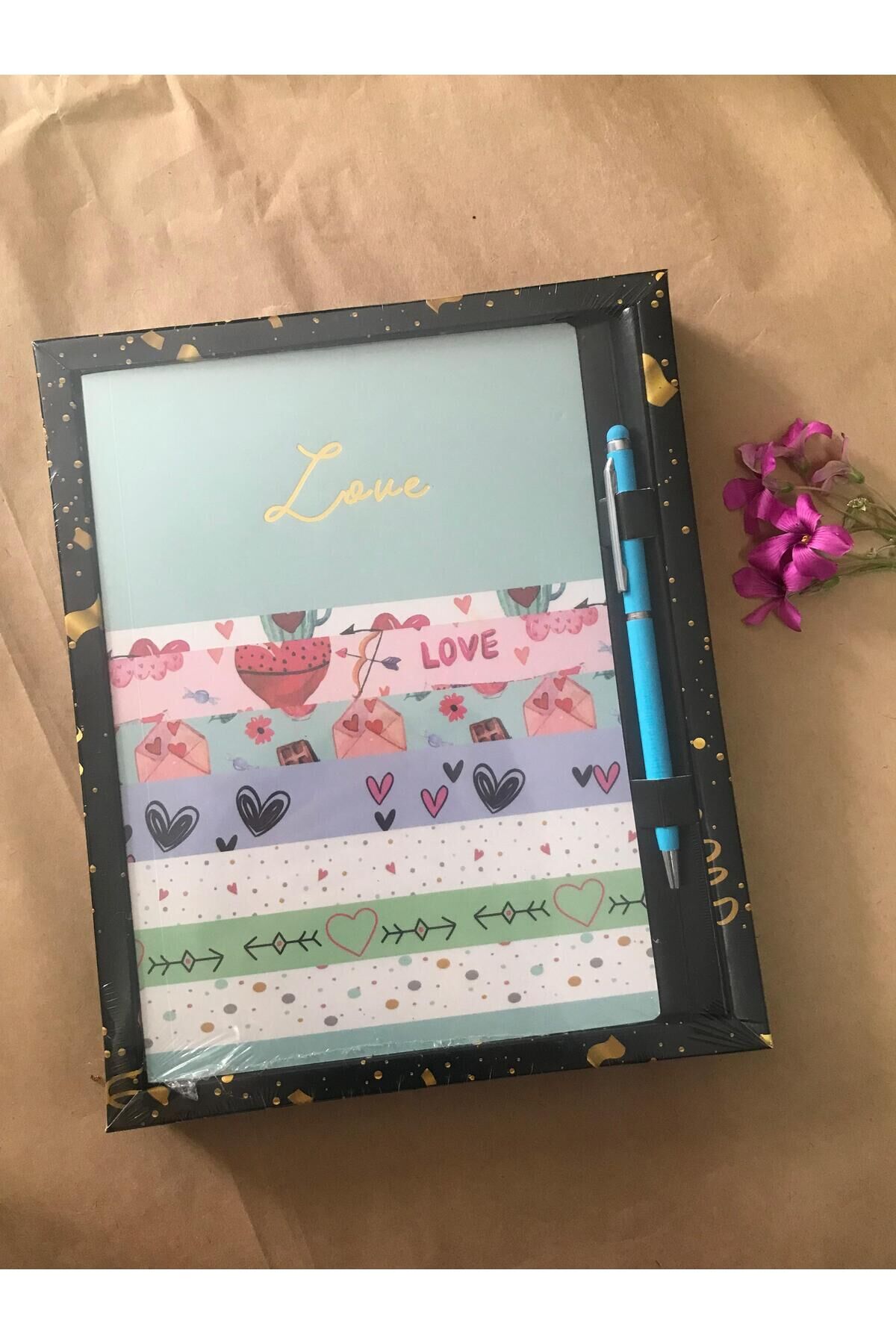 Atakids Lizy Tasarımlı Defter ve Kalem Seti (96 yaprak) Mavi