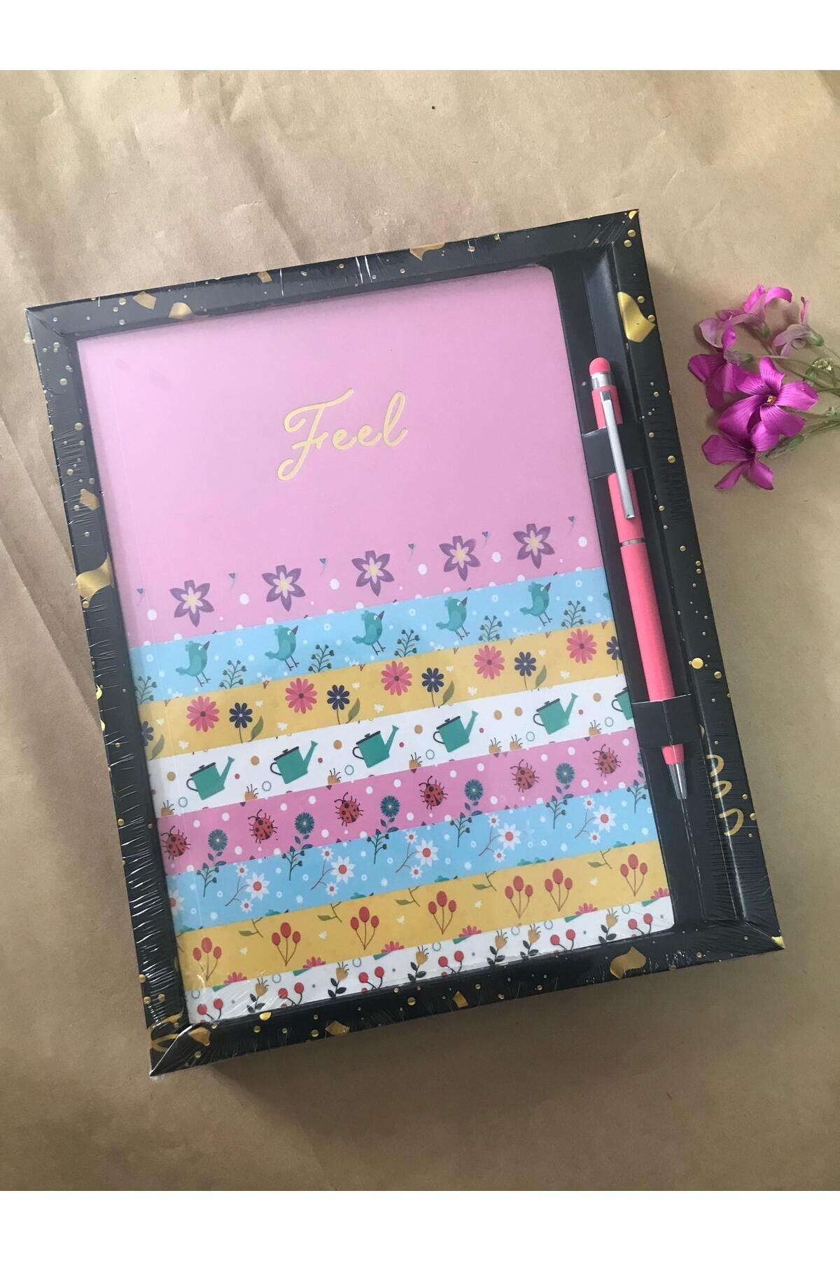Atakids Lizy Tasarımlı Defter ve Kalem Seti (96 yaprak) Pembe
