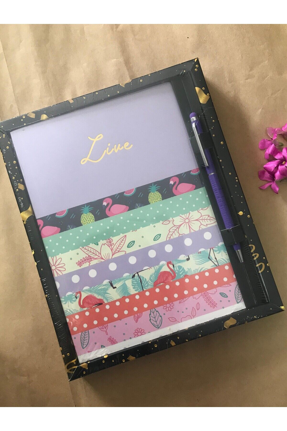 Atakids Lizy Tasarımlı Defter ve Kalem Seti (96 yaprak) Mor
