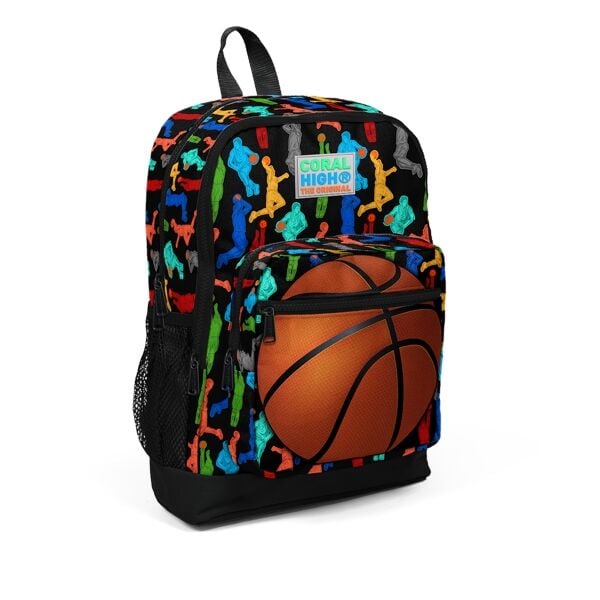 Coral High Kids Siyah Basketbol Desenli Dört Bölmeli Okul Sırt Çantası 23471