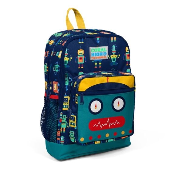 Coral High Kids Lacivert Civit Robot Desenli Dört Bölmeli Okul Sırt Çantası 23472