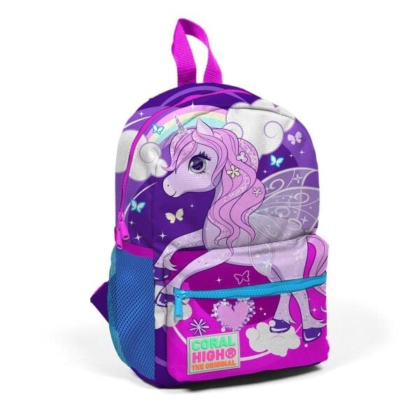 Minik Yuva Sırt Çantası Mor Pembe Unicorn Desenli İki Bölmeli 23508