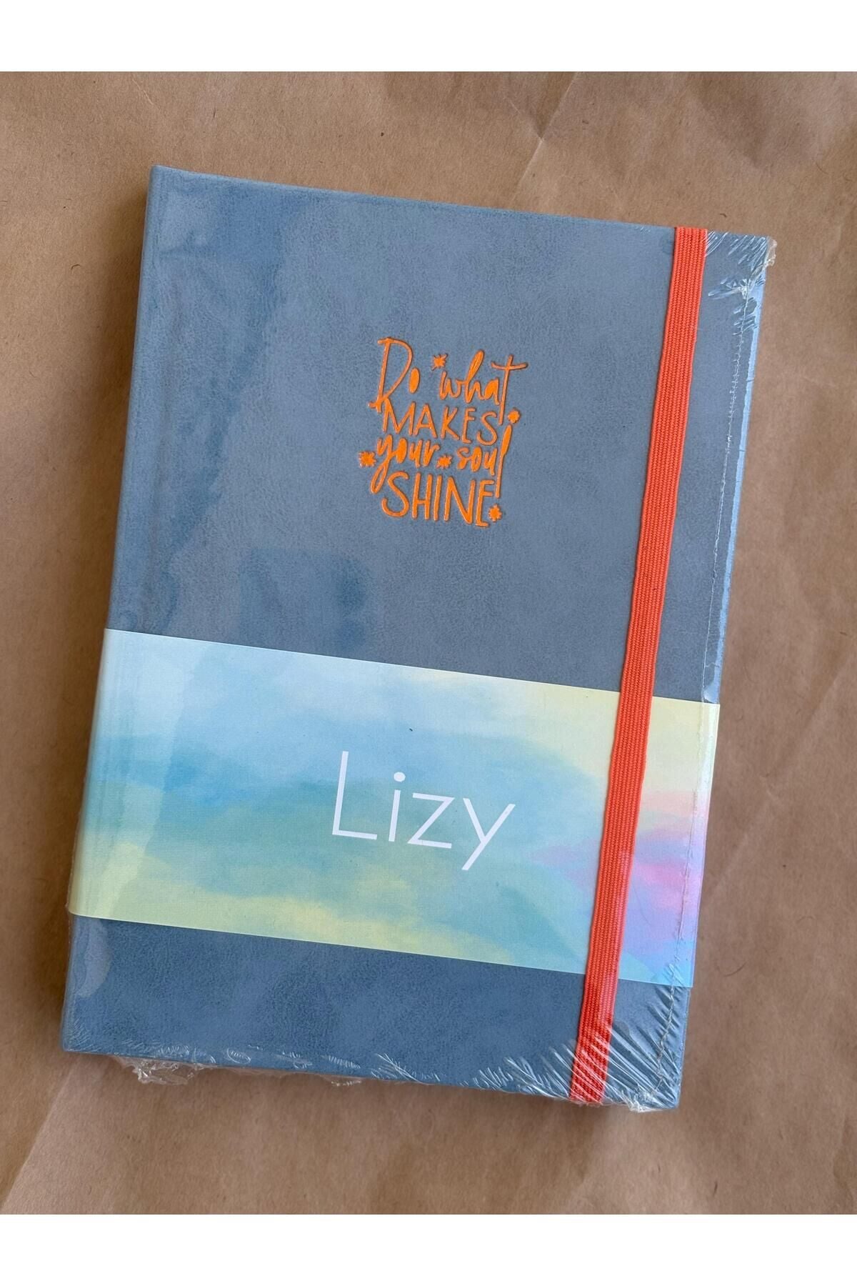 Atakids Lizy Mottolu Suni Deri Velur Kapak Çizgili Defter 14x20 cm, 168 Sayfa Mavi