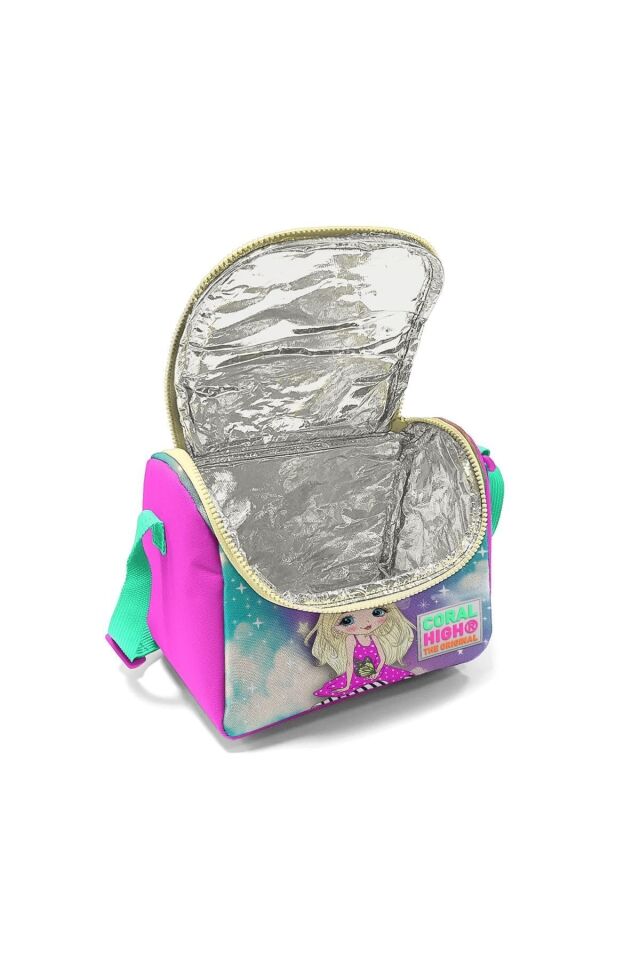 Kids Mor Pembe Su Yeşili Pembe Unicorn Desenli Thermo Beslenme Ve Kalem Çantası