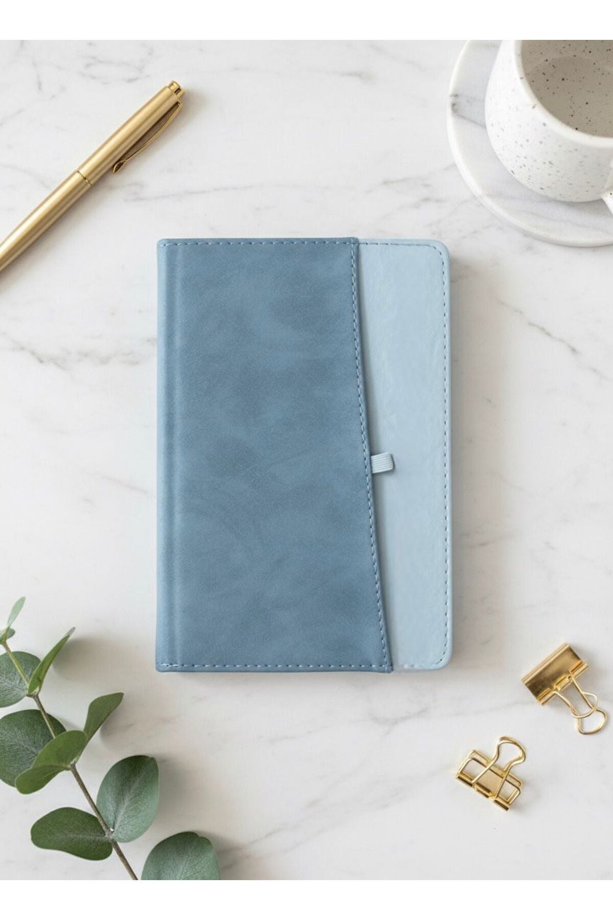 Atakids Lizy Velur Desen Yandan Cepli Çizgili Ajanda – 112 Yaprak (13×21 cm) Mavi