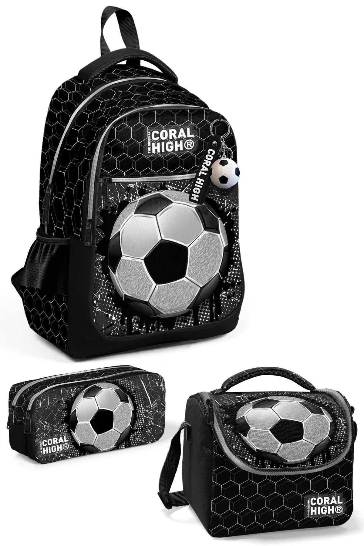 Kids Futbol Desenli 3’lü Okul Çanta Seti Set0123653 Siyah Beyaz