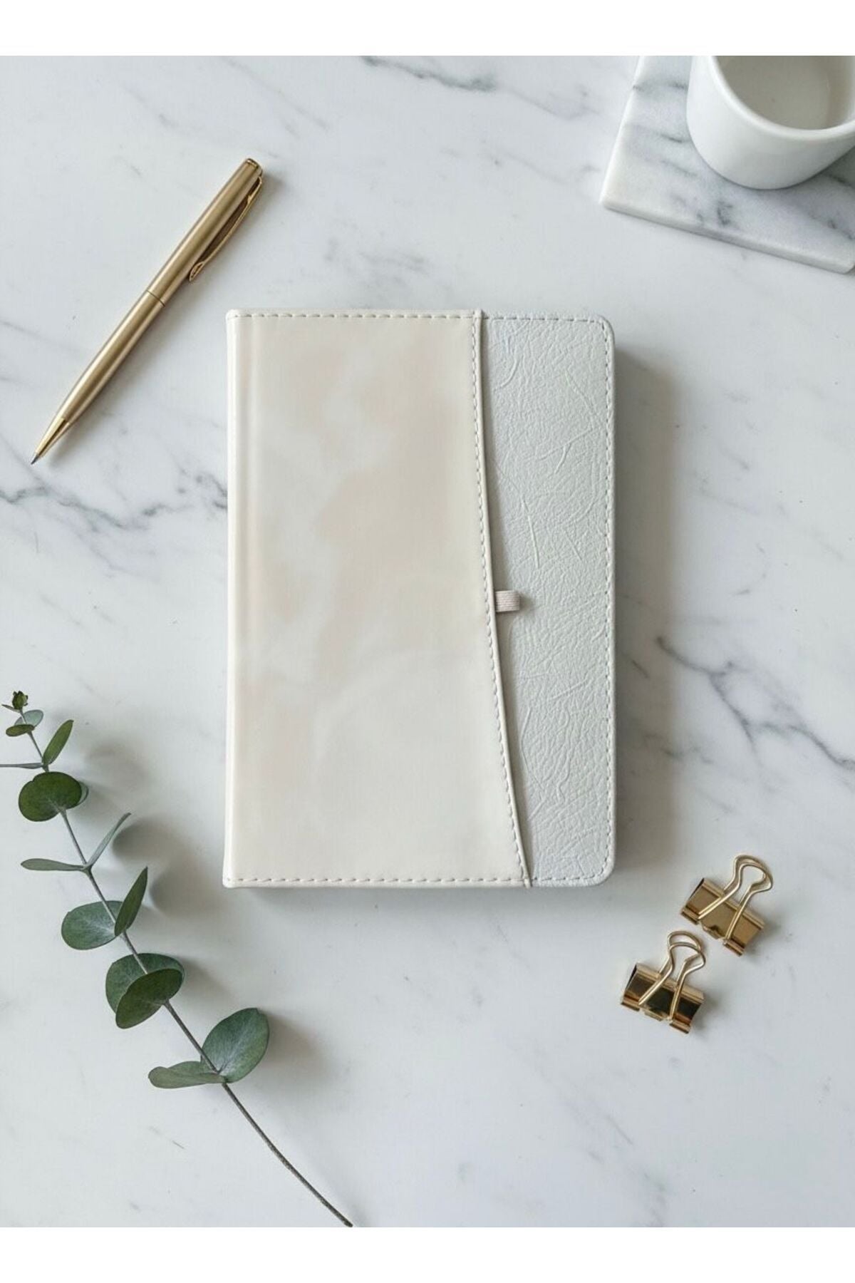 Atakids Lizy Velur Desen Yandan Cepli Çizgili Ajanda – 112 Yaprak (13×21 cm) Bej
