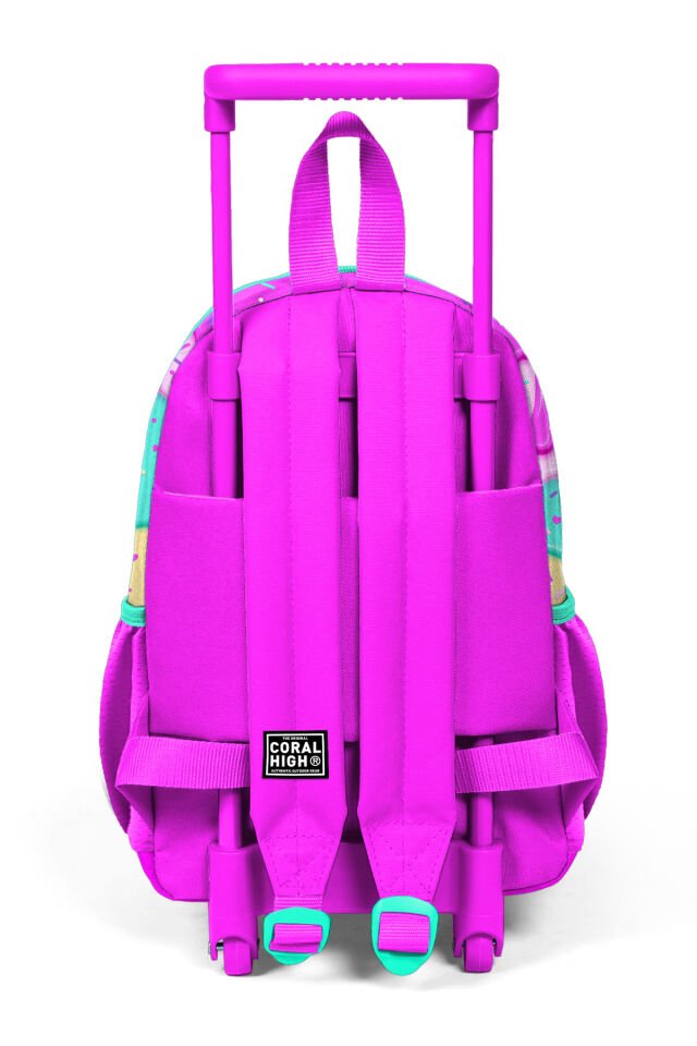 Minik Yuva Çekçekli Sırt Çantası Pembe Rengarenk Dondurma Desenli Iki Bölmeli 24031