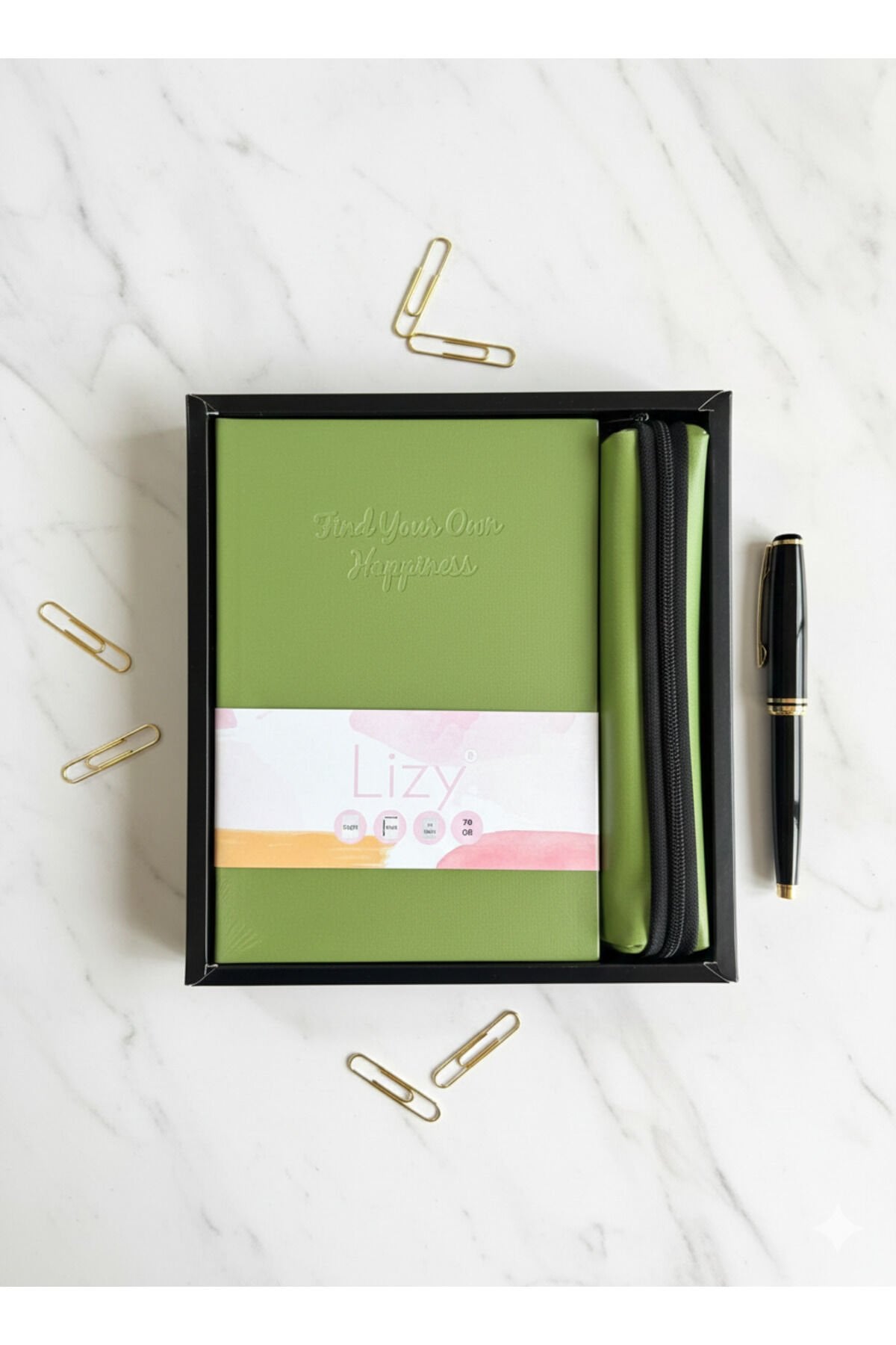 Lizy Defter & Kalemlik Hediye Seti (Çizgili, 168 Yaprak) Yeşil