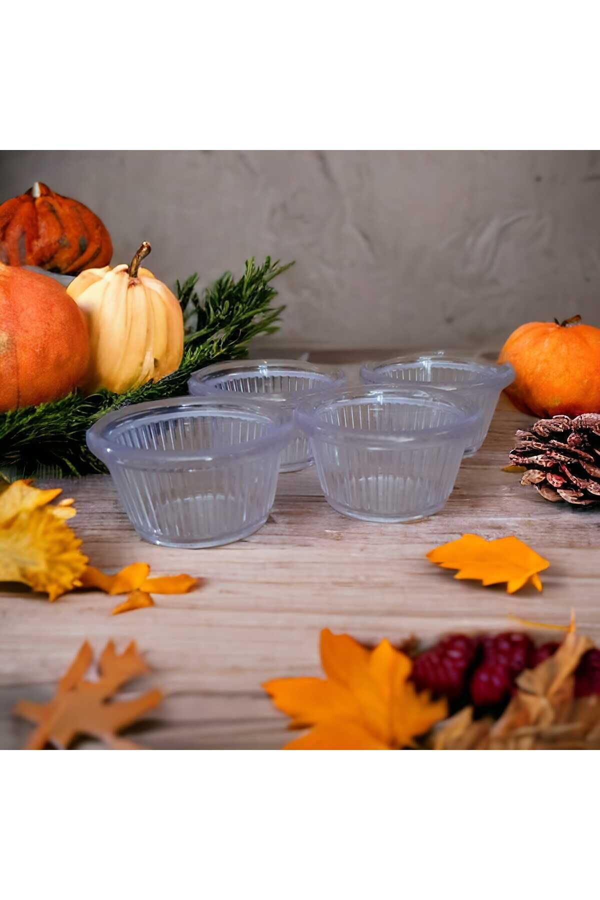 Şeffaf Kristal Sosluk/Reçellik/Çerezlik Minimal Kase 12 li