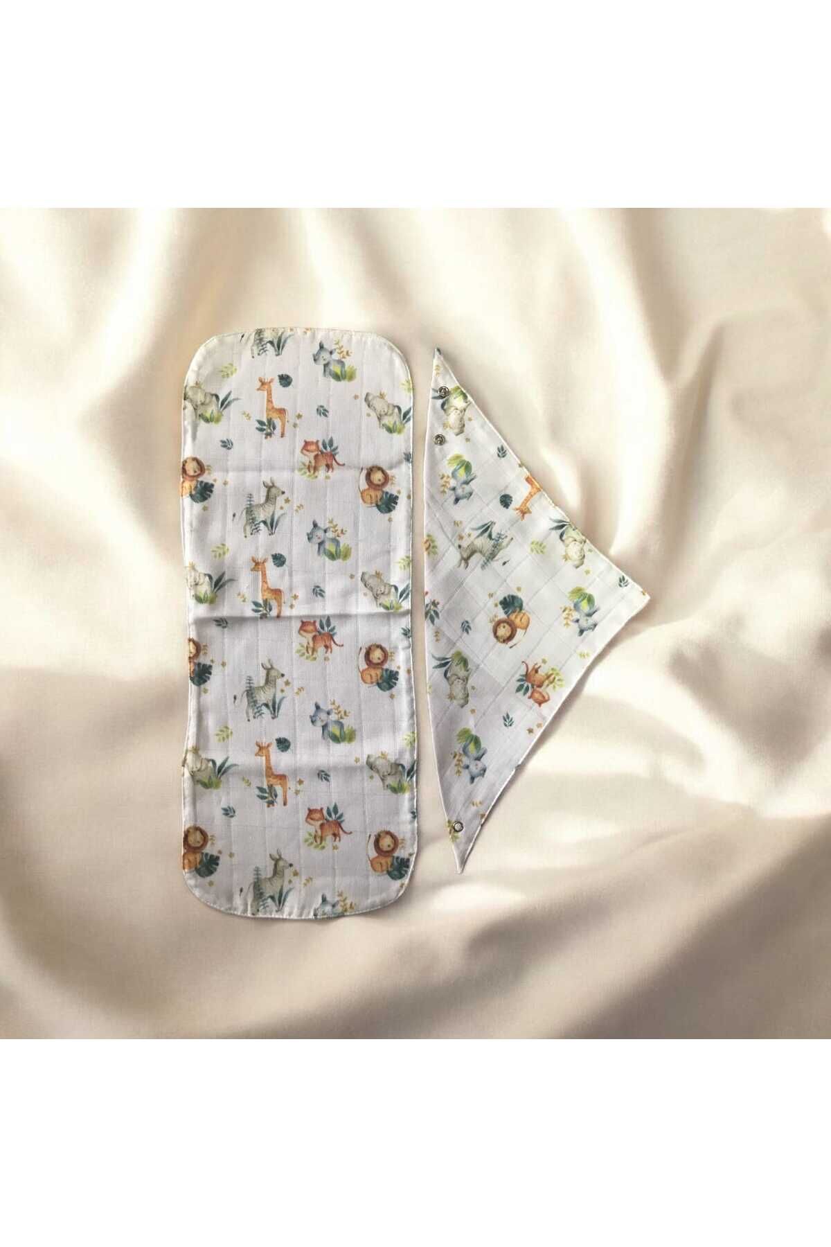 AtaKids Oeko-Tex Sertifikalı %100 Pamuklu Organik Müslin Bebek Omuz Örtüsü / Önlük