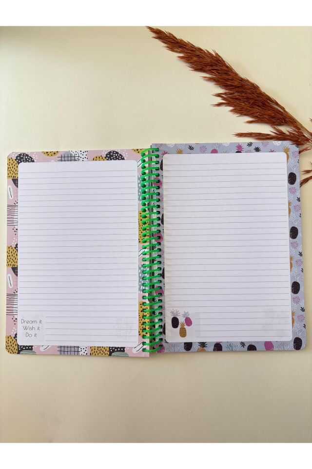 Atakids Lizy Çizgili Spiralli Okul Not Defteri | 21 x 16 cm | 100 Yaprak (2ADET)