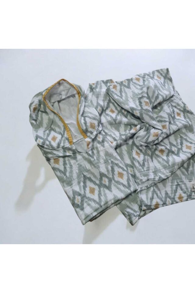 AtaKids Oeko-Tex Sertifikalı %100 Pamuklu Organik Bebek Müslin Panço ve Müslin Örtü