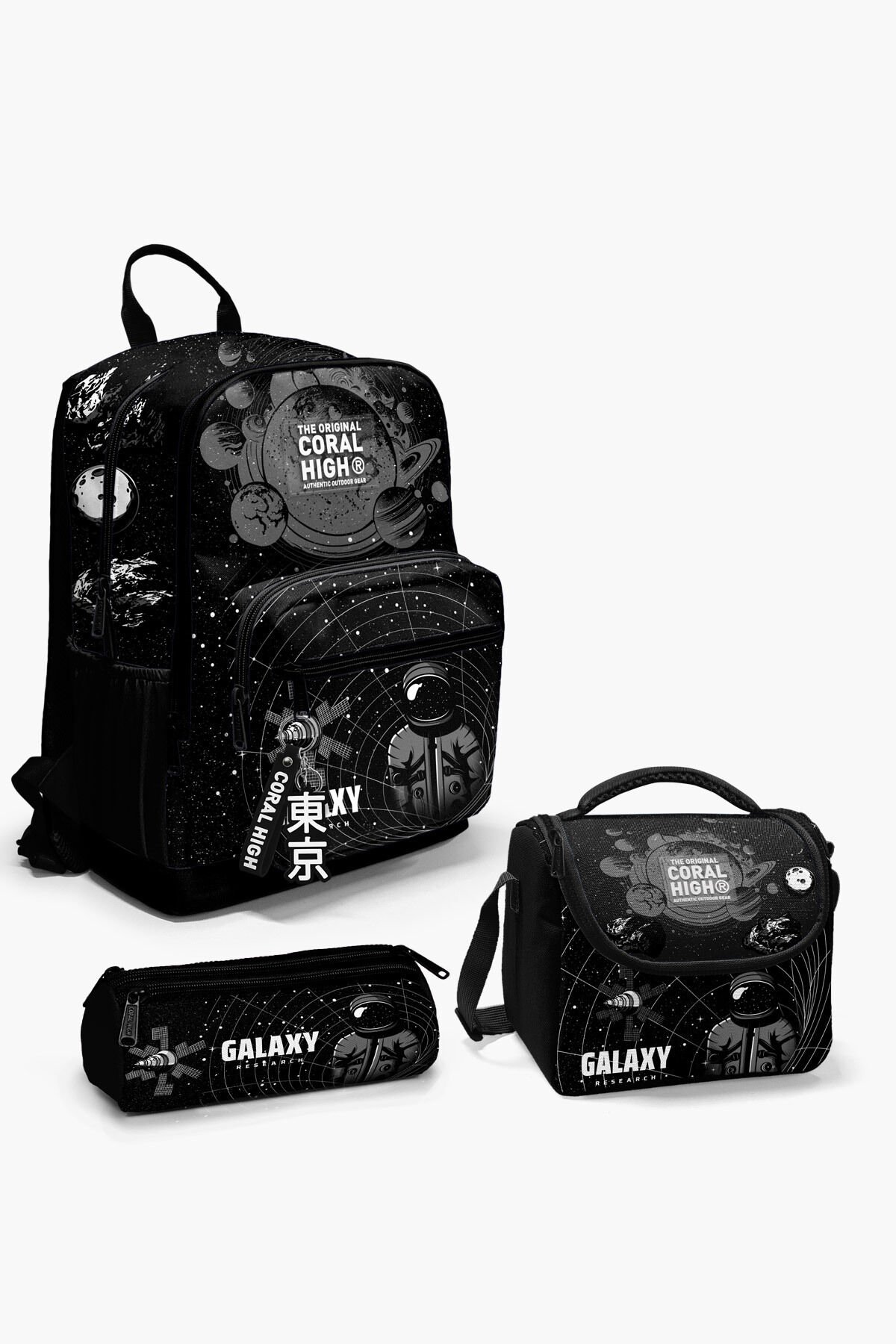Siyah Galaxy Desenli 3’lü Okul Çanta Seti SET0123644 Antrasit Gri