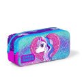 Coral High Adalinhome Mor Pembe Unicorn Desenli Simli 3 Bölmeli Çanta Seti