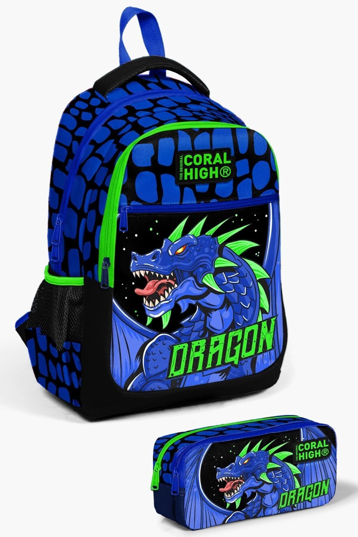 Kids Lacivert Mavi Astronot Desenli 2'li Okul Çanta Seti SET0223486 Siyah Saks