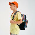 Coral High Kids Siyah Gri Dinozor Desenli Dört Bölmeli Okul Sırt Çantası 23744