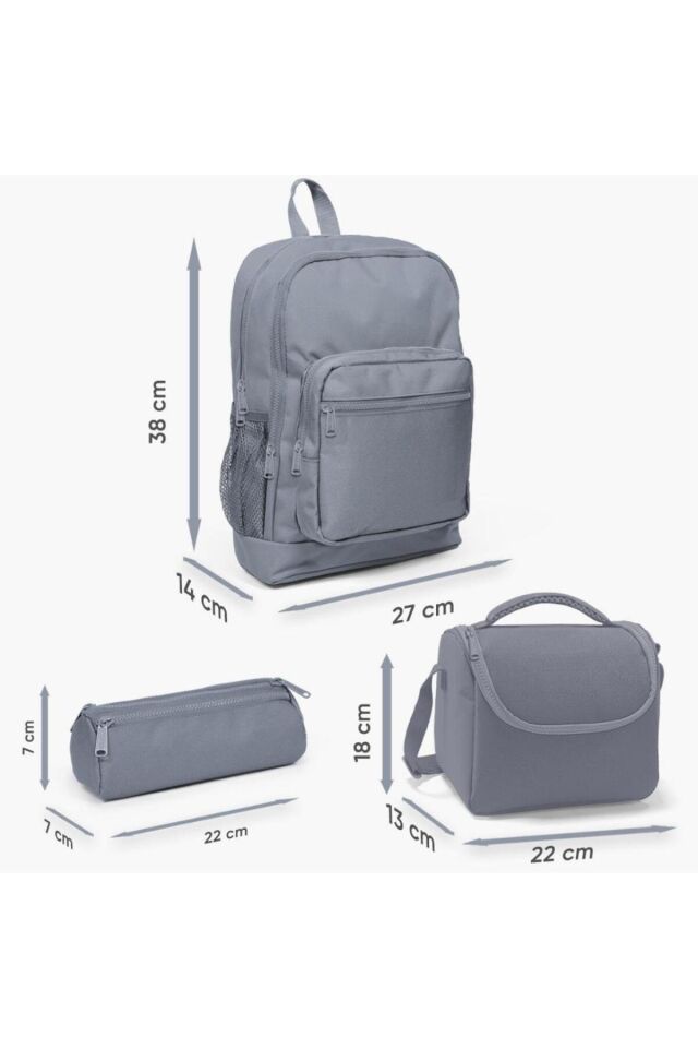 Kids Koyu Yeşil Siyah Dinazor Desenli USB'li 3’lü Okul Çanta Seti GOSET0123825