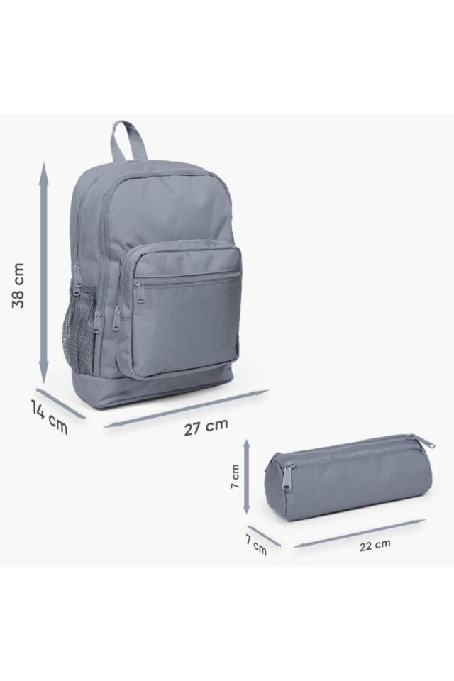 Kids Koyu Yeşil Siyah Dinazor Desenli USB'li 2'li Okul Çanta Seti GOSET0223825