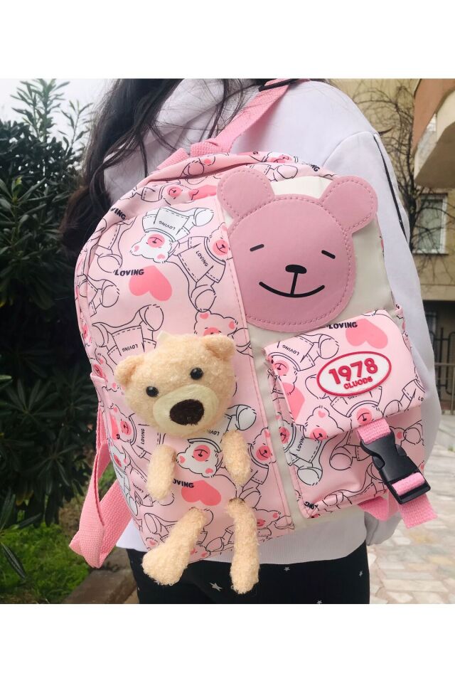 Oyuncaklı Günlük Sırt Çantası Pembe