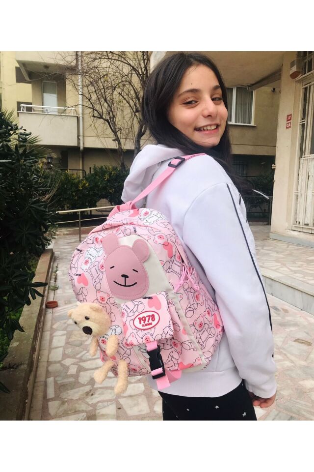 Oyuncaklı Günlük Sırt Çantası Pembe