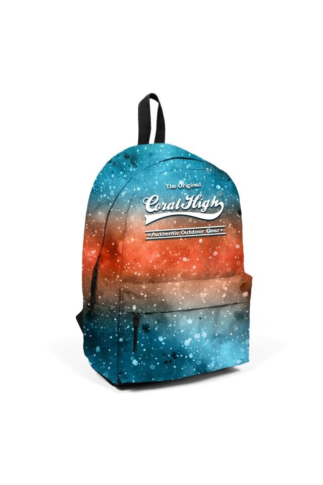 Galaksi Desenli Iki Bölmeli Usb Şarjlı Kulaklık Çıkışlı Sırt Çantası