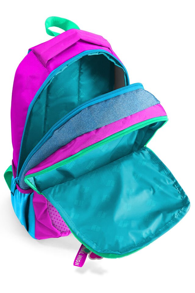 Kids Pembe Mavi Simli Üç Bölmeli Sırt Çantası 14387