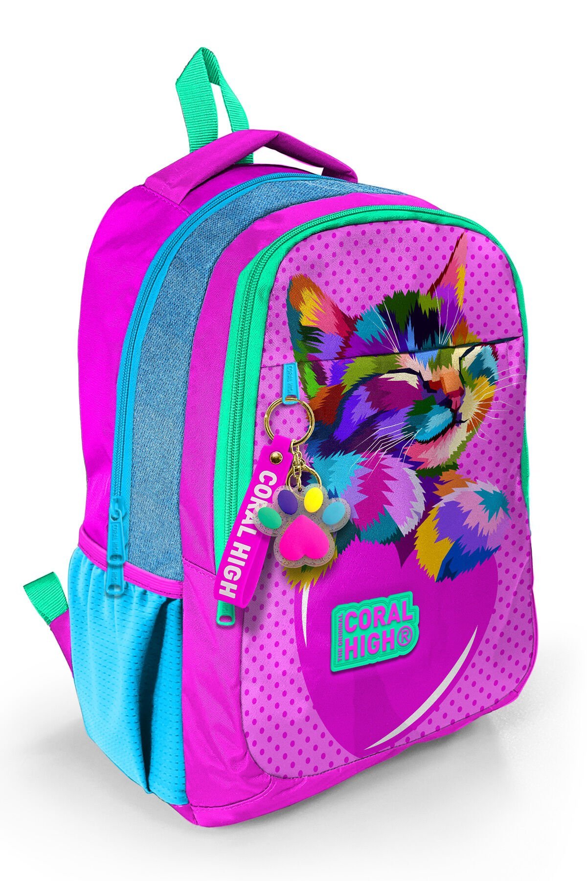 Kids Pembe Mavi Simli Üç Bölmeli Sırt Çantası 14387