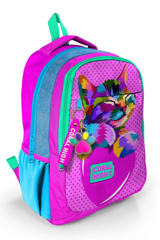 Kids Pembe Mavi Simli Üç Bölmeli Sırt Çantası 14387