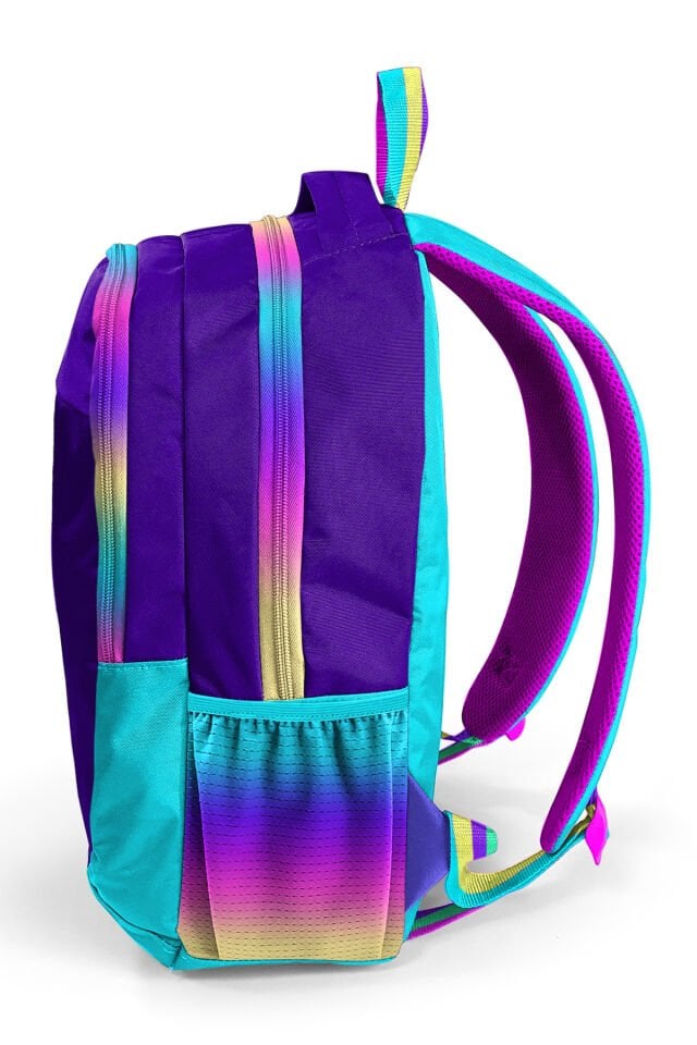 23662 Kıds Mor Raınbow Fermuarlı Üç Bölmeli Okul Sırt Çantası