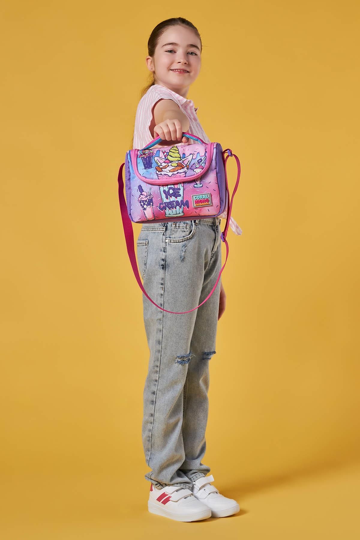 Coral High Kids Pembe Mor Milkshake Dondurma Desenli Thermo Beslenme Çantası 11749