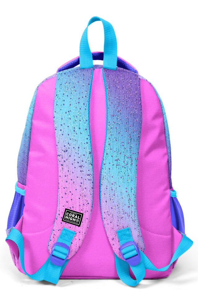 Kaplumbağa Desenli Açık Mavi-pembe Okul Çantası 23497