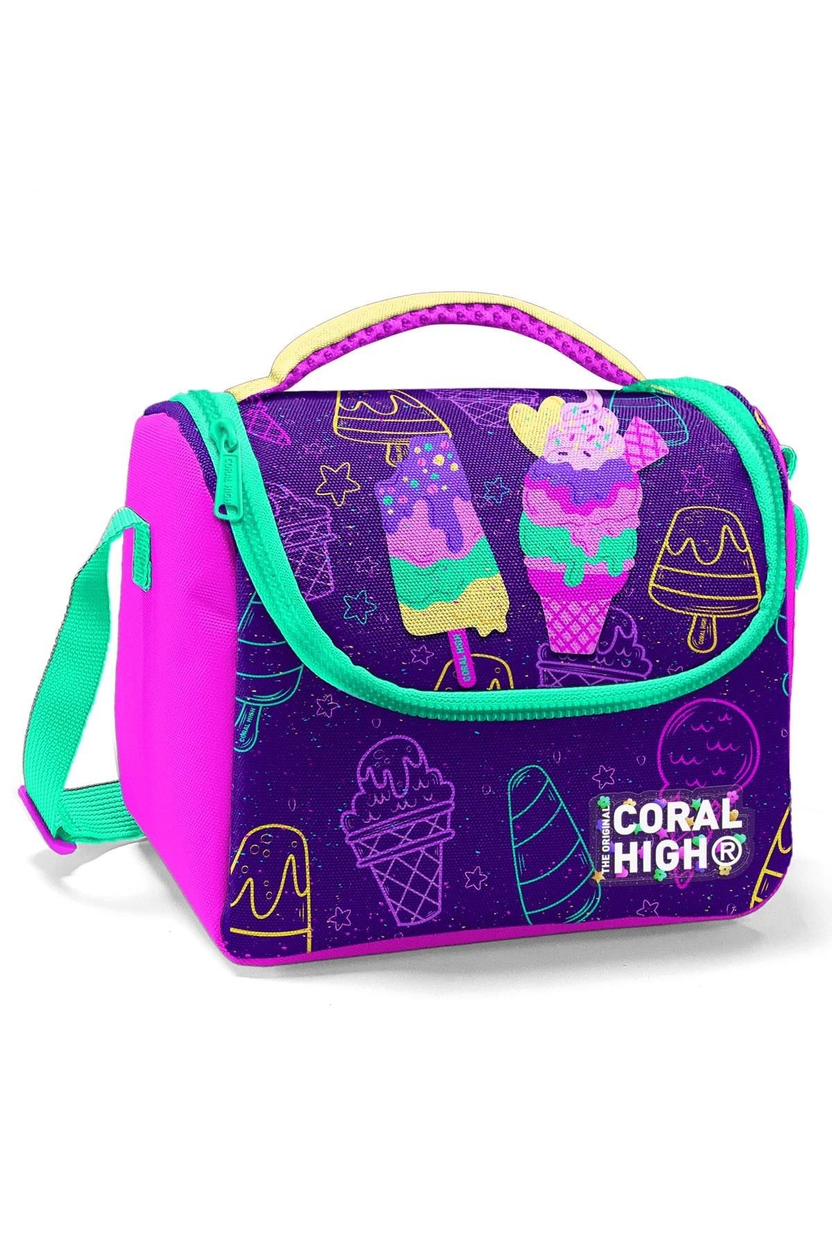 Coral High Kids Mor Pembe Dondurma Desenli Thermo Beslenme Çantası 11888