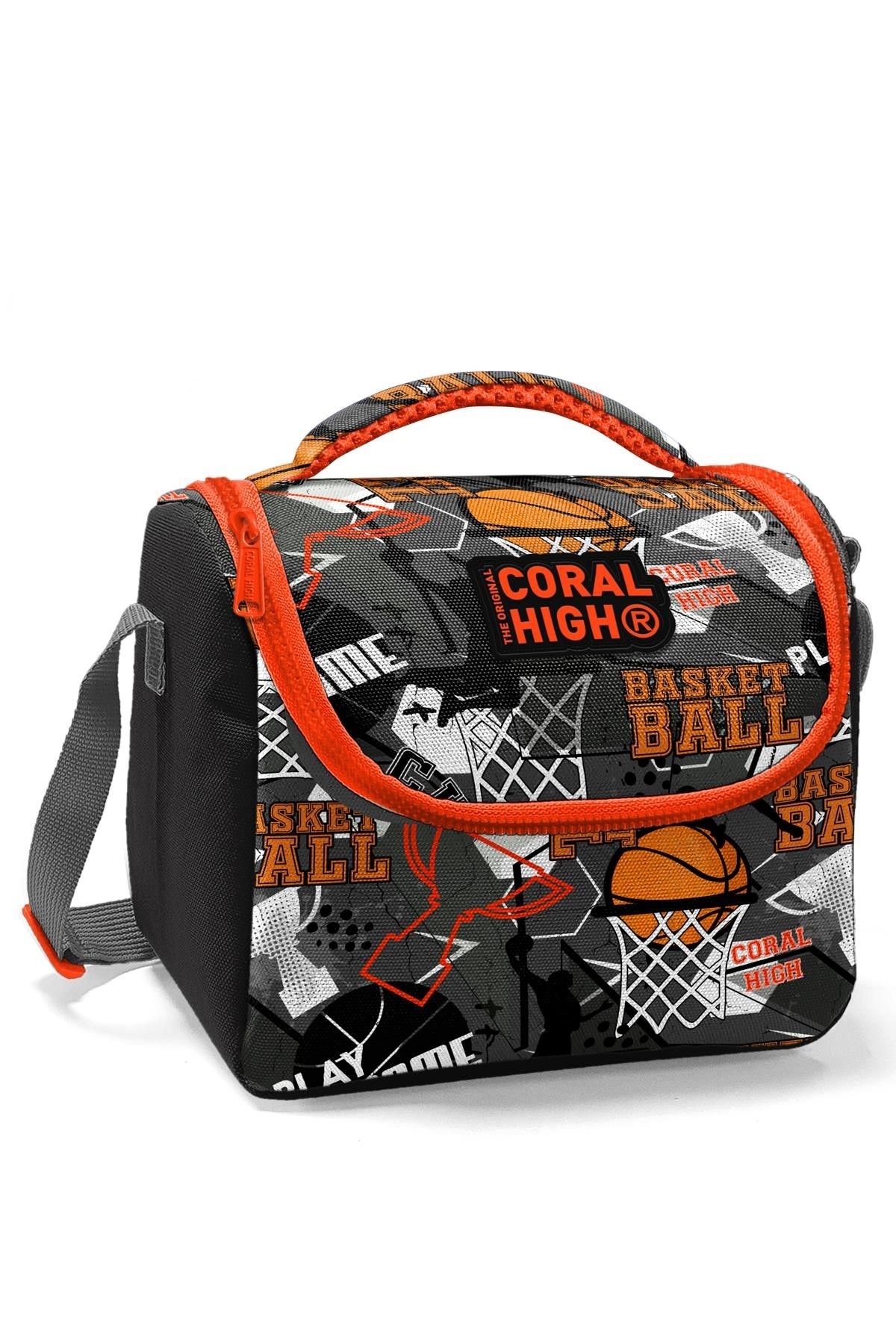 Coral High Kids Siyah Gri Basketbol Desenli Thermo Beslenme Çantası 11831