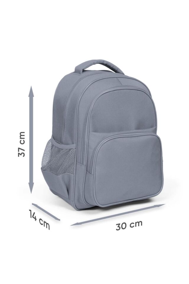 Kids Gri Yeşil Dinozor Desenli Üç Bölmeli Okul Sırt Çantası 14419