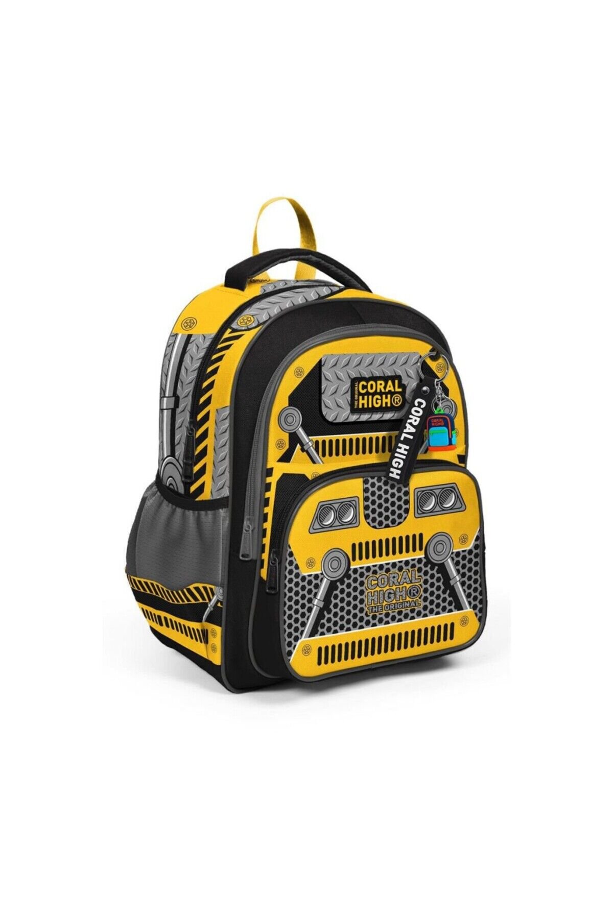 Sarı Siyah Robot Desenli Üç Bölmeli Okul Sırt Çantası 14424