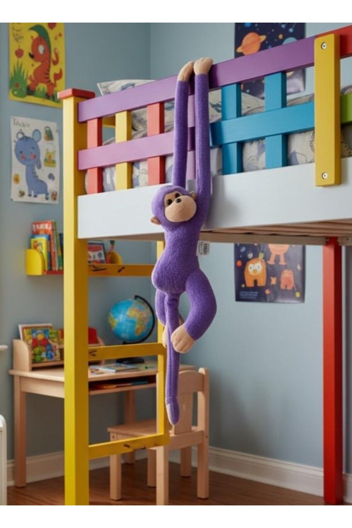 Atakids Sarılan Peluş Maymun Eğlenceli ve Sevimli Oyun Arkadaşı Mor