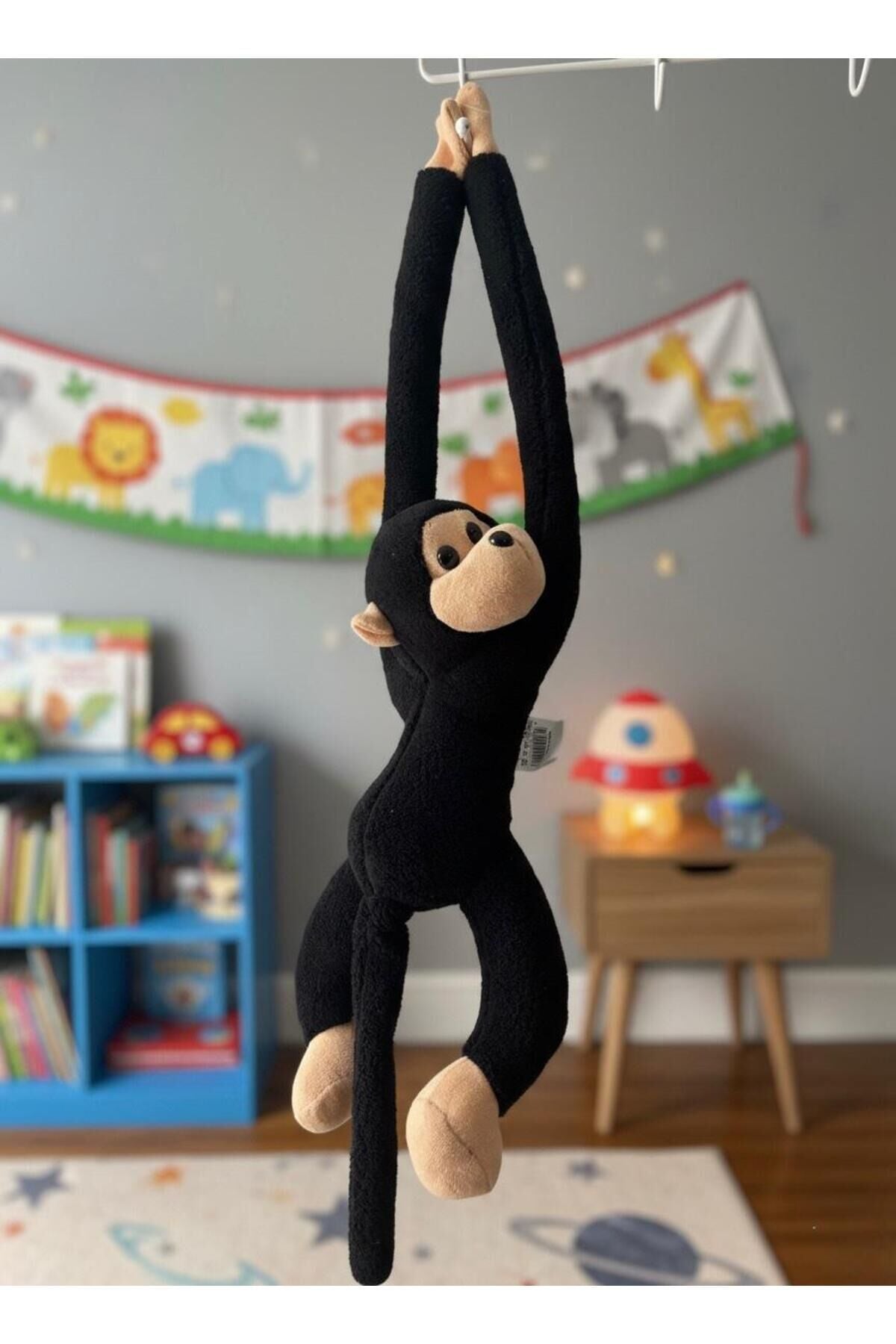 Atakids Sarılan Peluş Maymun Eğlenceli ve Sevimli Oyun Arkadaşı Siyah