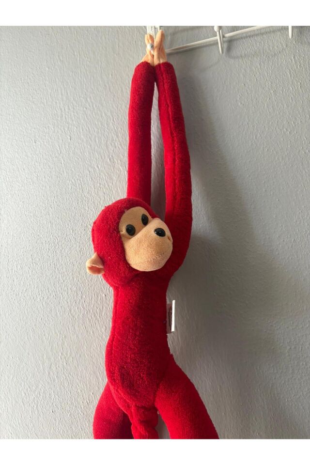 Atakids Sarılan Peluş Maymun Eğlenceli ve Sevimli Oyun Arkadaşı Kırmızı