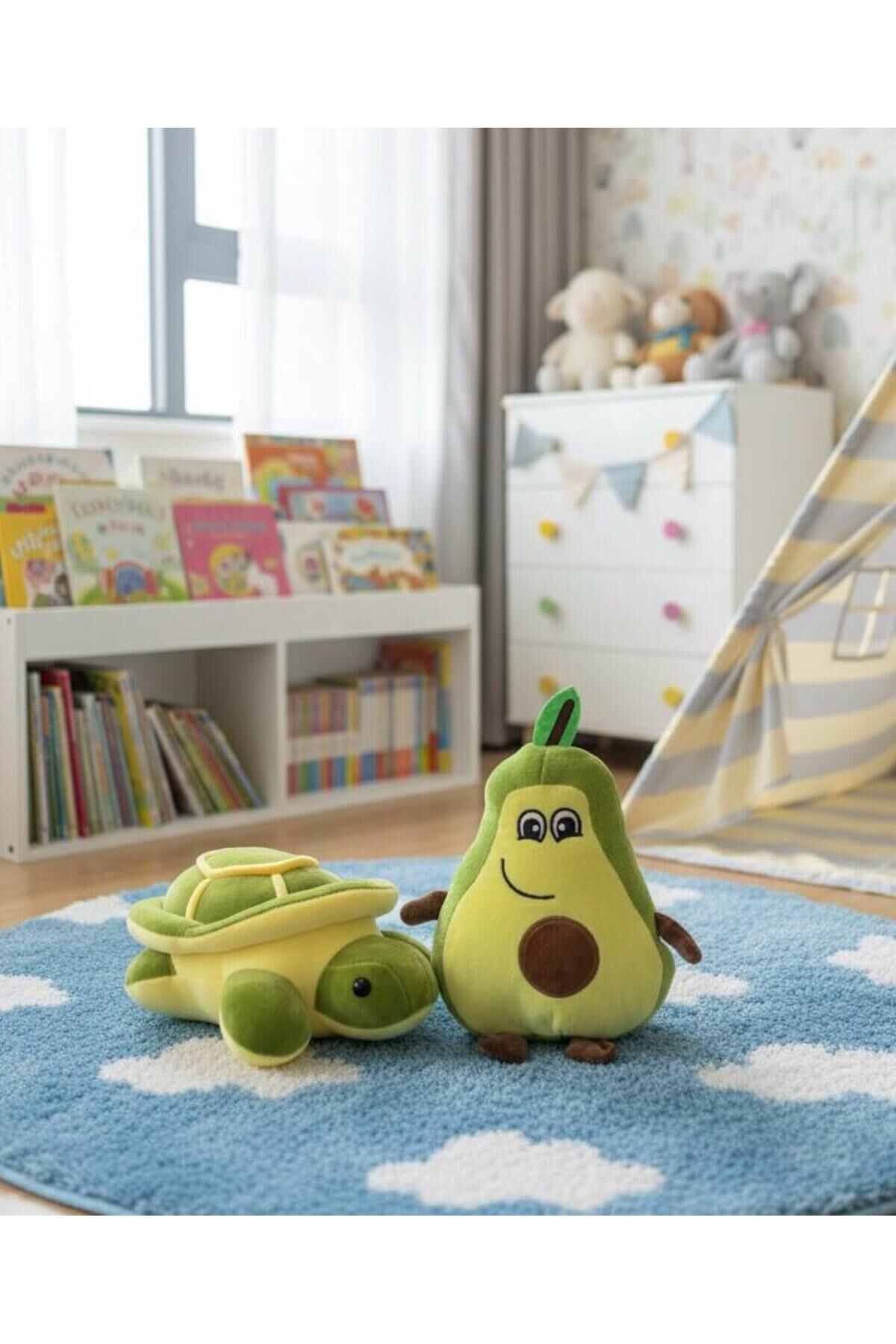 Atakids Sevimli Kaplumbağa ve Avakado Peluş Oyuncak - Uyku Arkadaşı Seti Yeşil