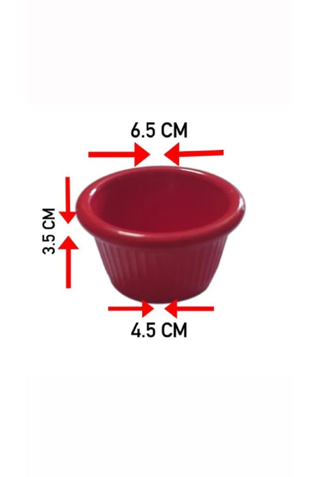 1. Kalite Polikarbon Kırılmaz Sosluk / Reçellik /Minimal Kase 24'Lü Kırmızı