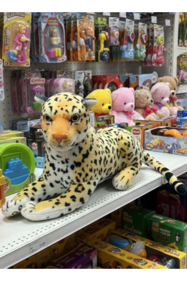 Atakids Gerçekçi Vahşi Hayvan Peluş Oyuncak – Kaplan & Leopar 55 cm Sarı