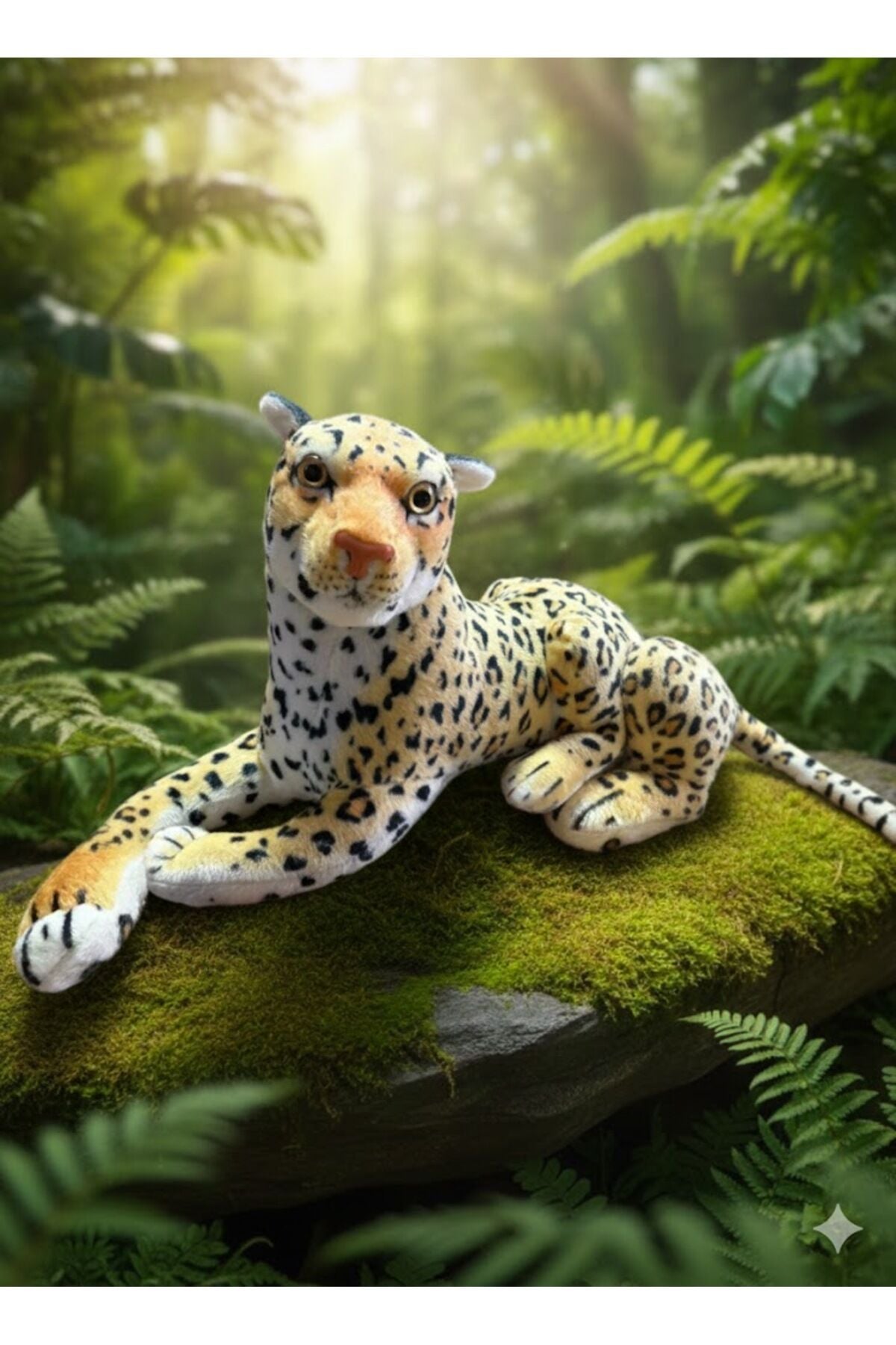 Atakids Gerçekçi Vahşi Hayvan Peluş Oyuncak – Kaplan & Leopar 55 cm Sarı