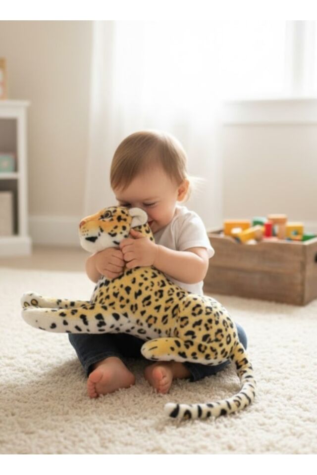 Atakids Gerçekçi Vahşi Hayvan Peluş Oyuncak – Kaplan & Leopar 55 cm Sarı