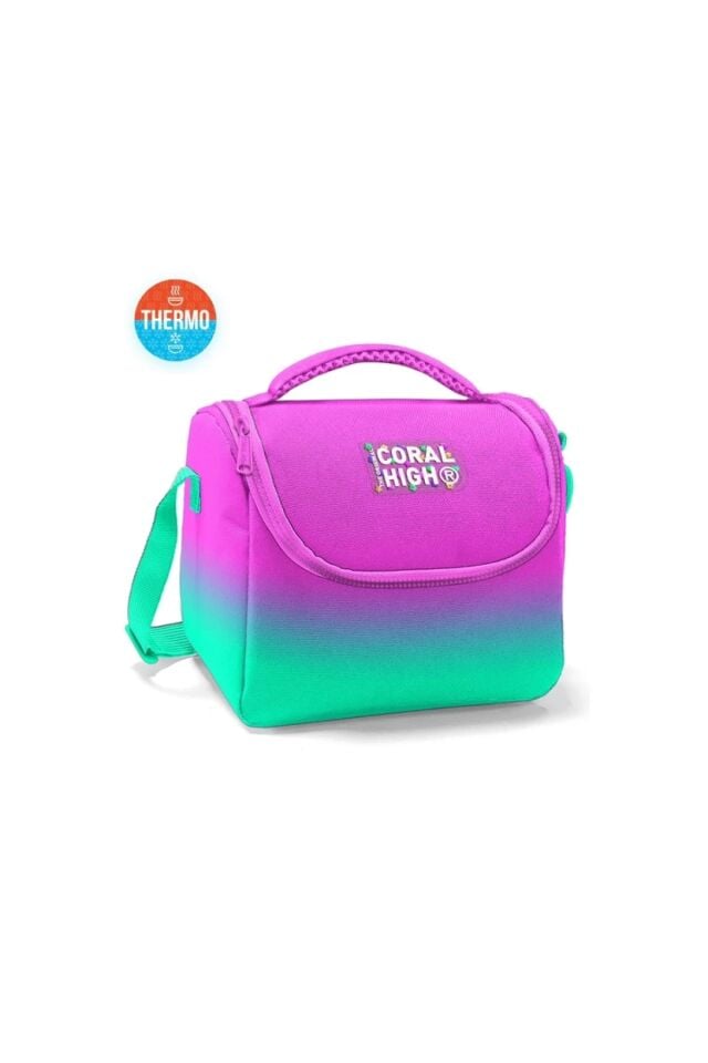 11874 KIDS PEMBE SU YEŞİLİ RENK GEÇİŞLİ THERMO BESLENME ÇANTASI