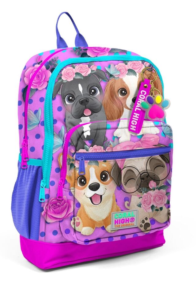 Pembe Köpek Desenli 2'li Okul Çanta Seti - Çanta ve Beslenme