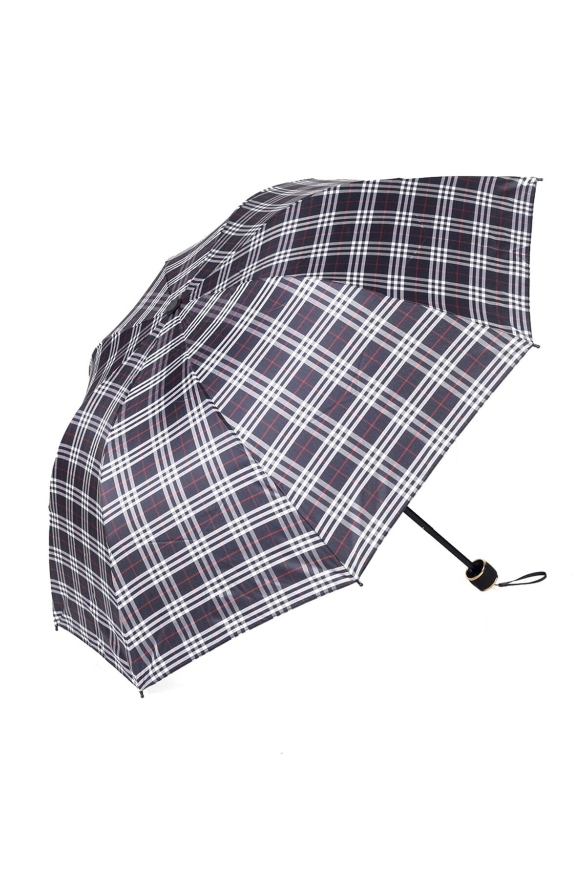 Ekoseli 8 Telli Rüzgar Koruyucu Şemsiye, Lacivert